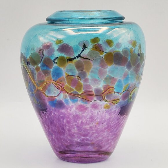 Robert Held Other - Robert Held Signed Vintage Art Glass Vase Purple Blue 4.5" High